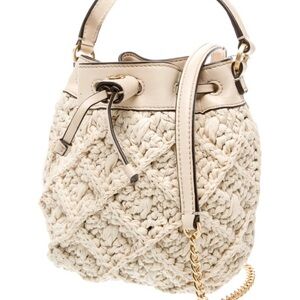 NWT TORY BURCH Elegant Cream Knit Bucket Bag